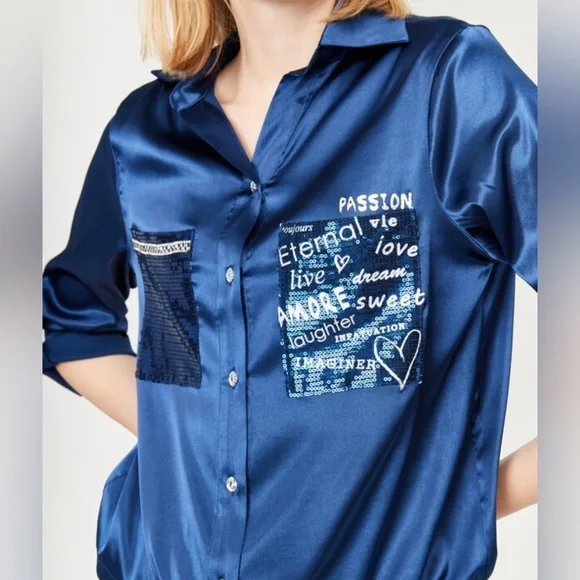 💫Frank Lyman💫 Montreal Design Collection Printed Silk Blouse, EUC, Retails $191 - Picture 2 of 15